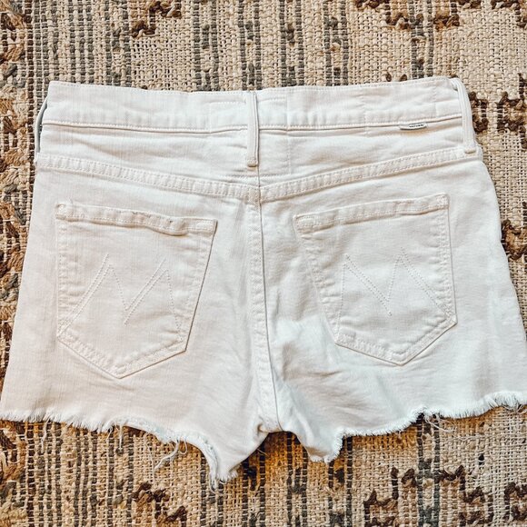 Mother Superior The Teaser Step Fray Denim Shorts in Totally Innocent - Picture 3 of 5